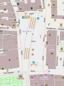 aktuelle Bebauung am Leipziger Marktplatz, openstreetmap 2014