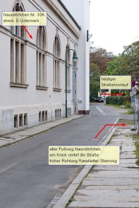 L.-Naundörfchen, Blick in die heutige Straße Naundörfchen hinter der Hauptfeuerwache (2014)