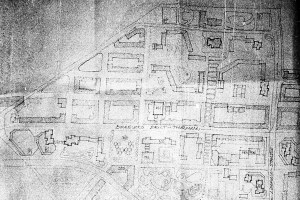 Ausschnitt aus einem Bebauungsplan der Leipziger Ostvorstadt vom Ende der 70er Jahre.