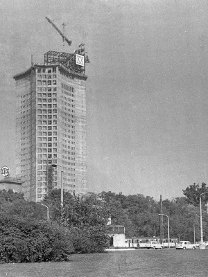 Leipzig, Bauplatz Uni-Hochhaus im Oktober 1969