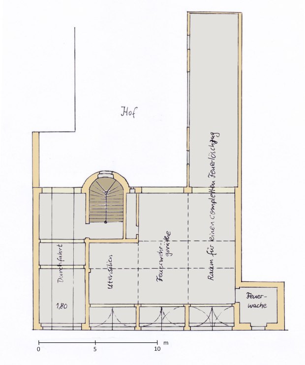Projekt-Skizze zum Reudnitzer Feuerwehr-Depot aus dem Jahr 1886